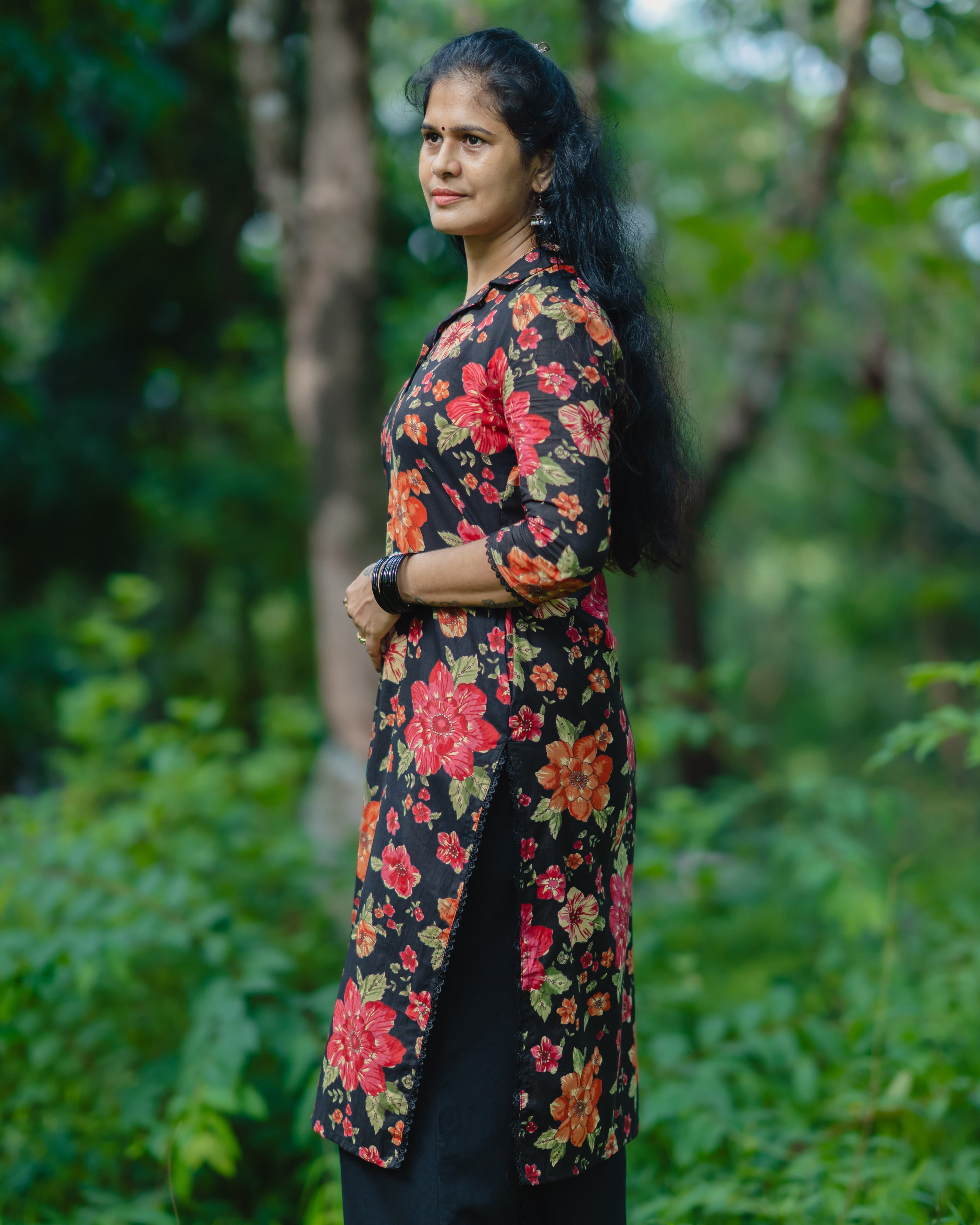 Anitha Black - Collar Neck Long Kurta Ehkaaya X Her Untold