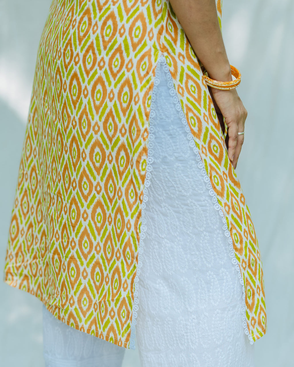 Anitha Ochre - Collar Neck Long Kurta Ehkaaya X Her Untold