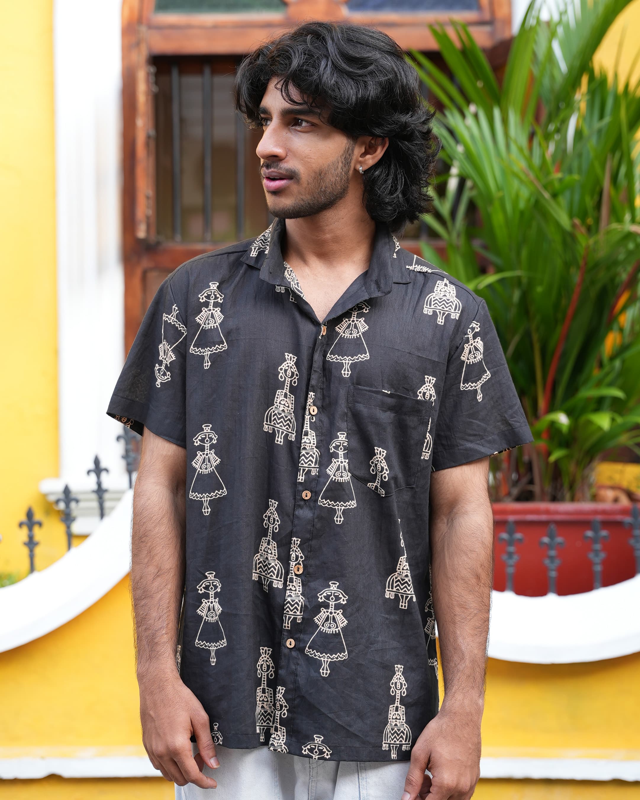 Aikya - Black Printed Unisex Shirt