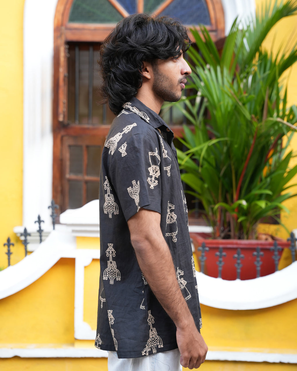 Aikya - Black Printed Unisex Shirt