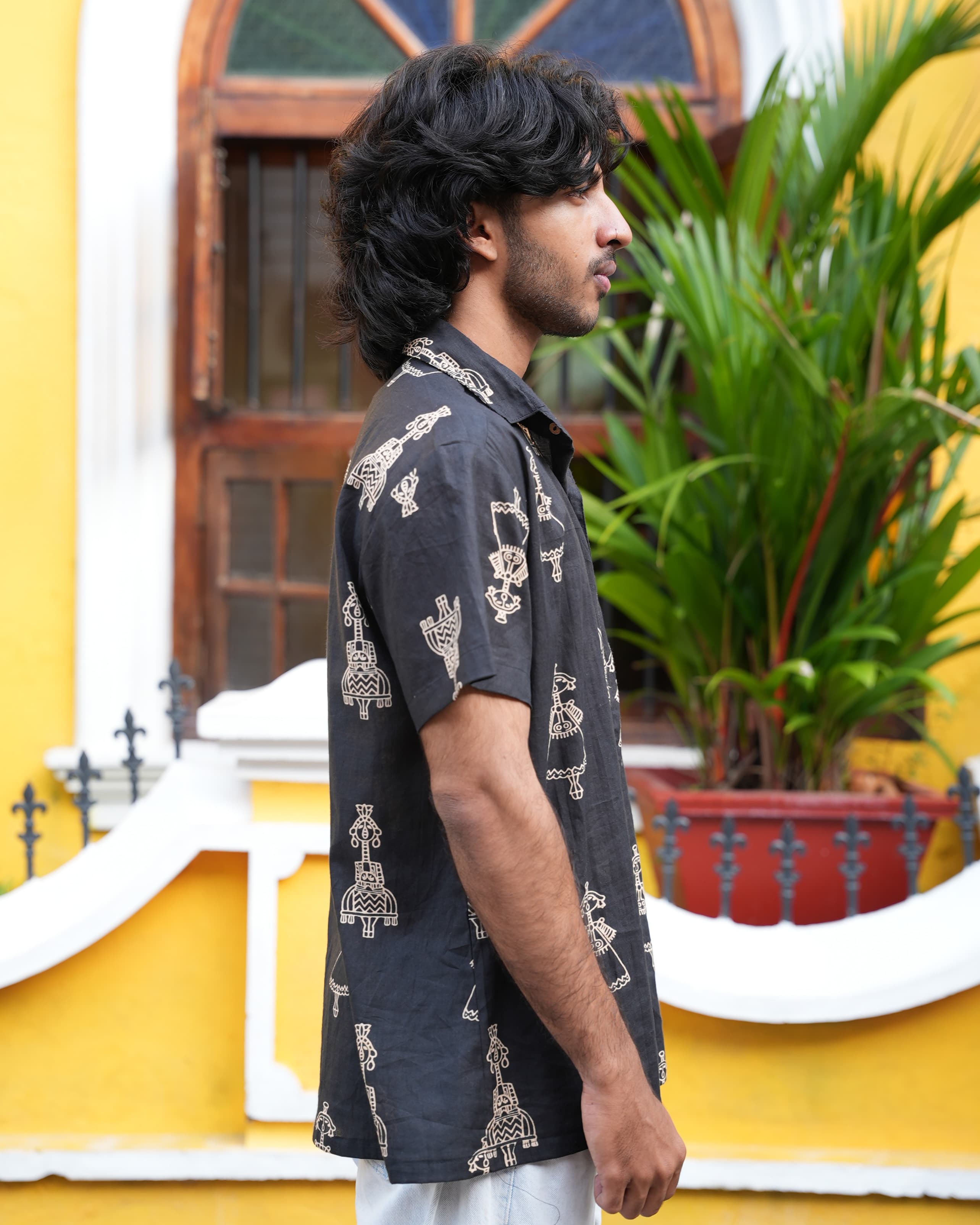 Aikya - Black Printed Unisex Shirt