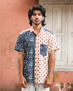 Chiaro - Blue And Ivory Printed Unisex Shirt