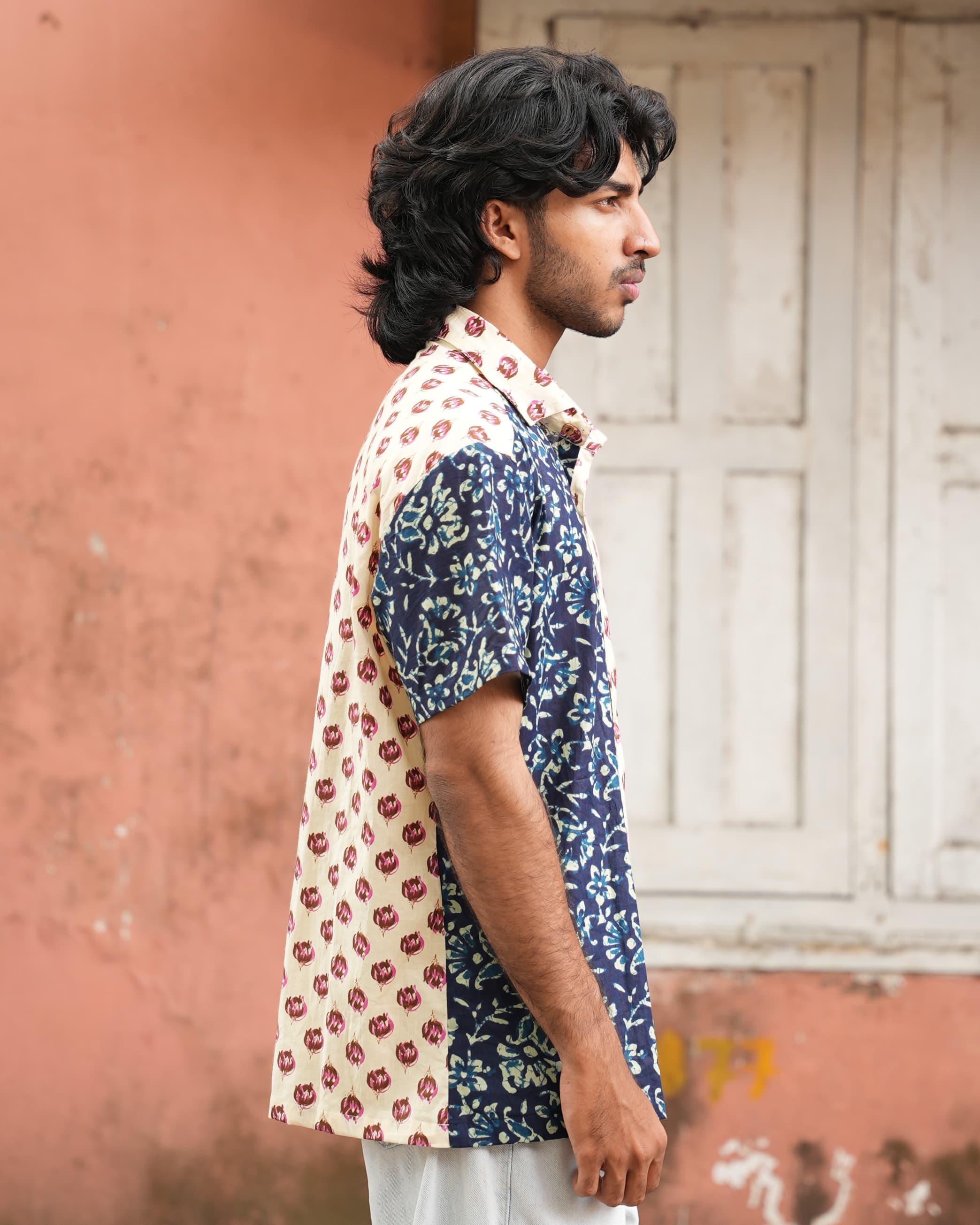 Chiaro - Blue And Ivory Printed Unisex Shirt