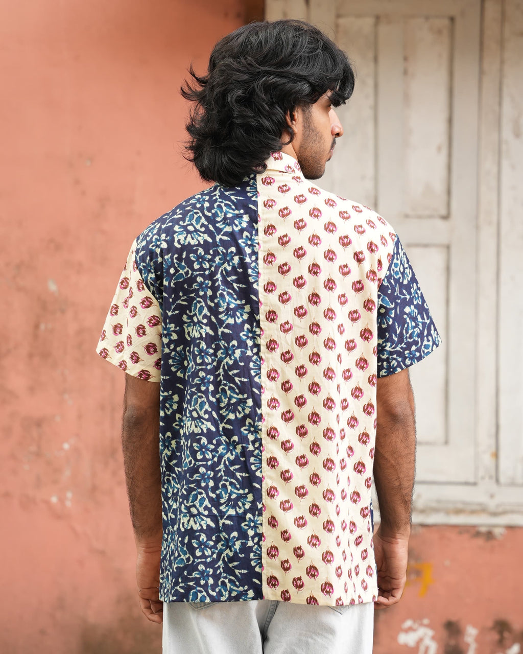 Chiaro - Blue And Ivory Printed Unisex Shirt