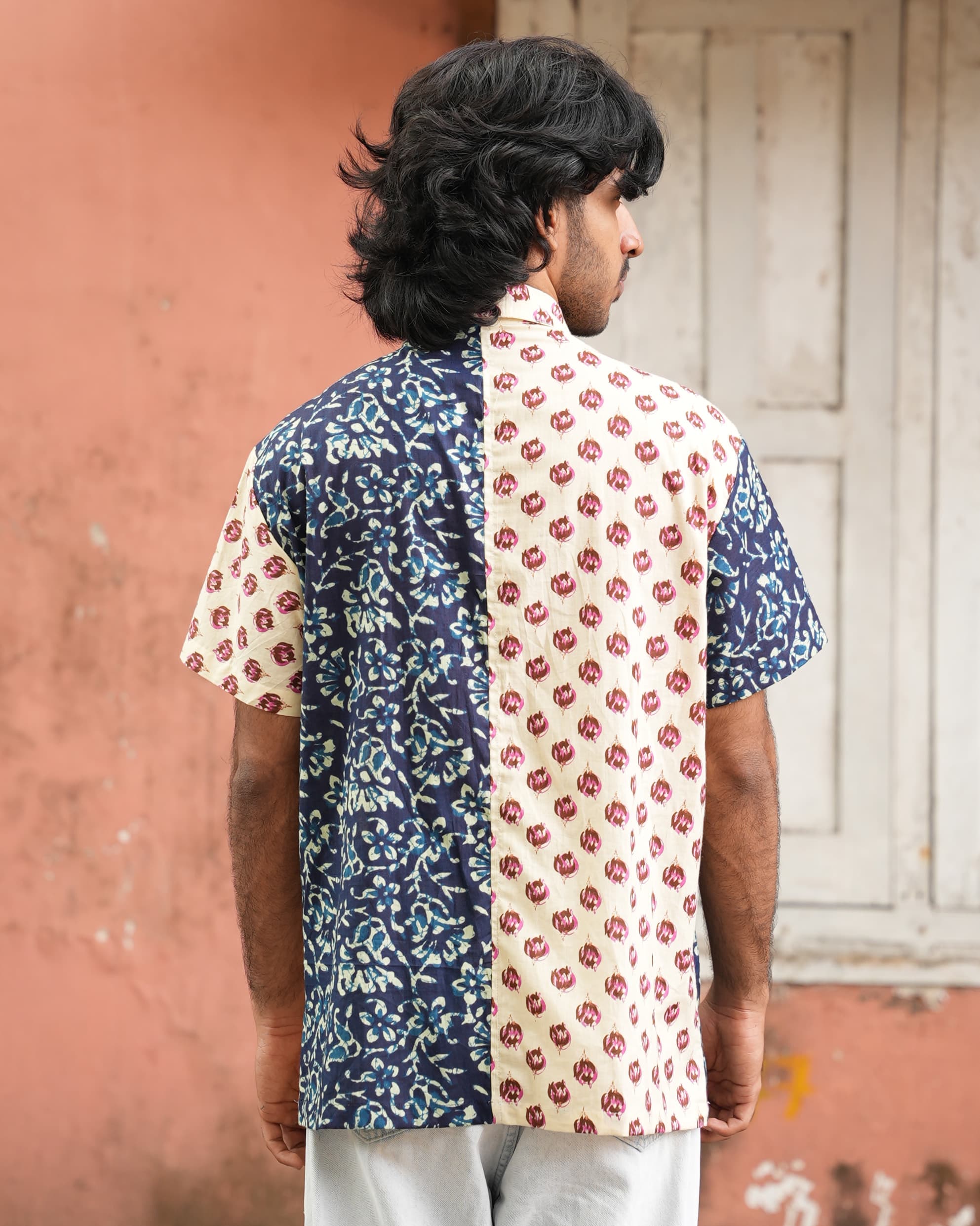 Chiaro - Blue And Ivory Printed Unisex Shirt