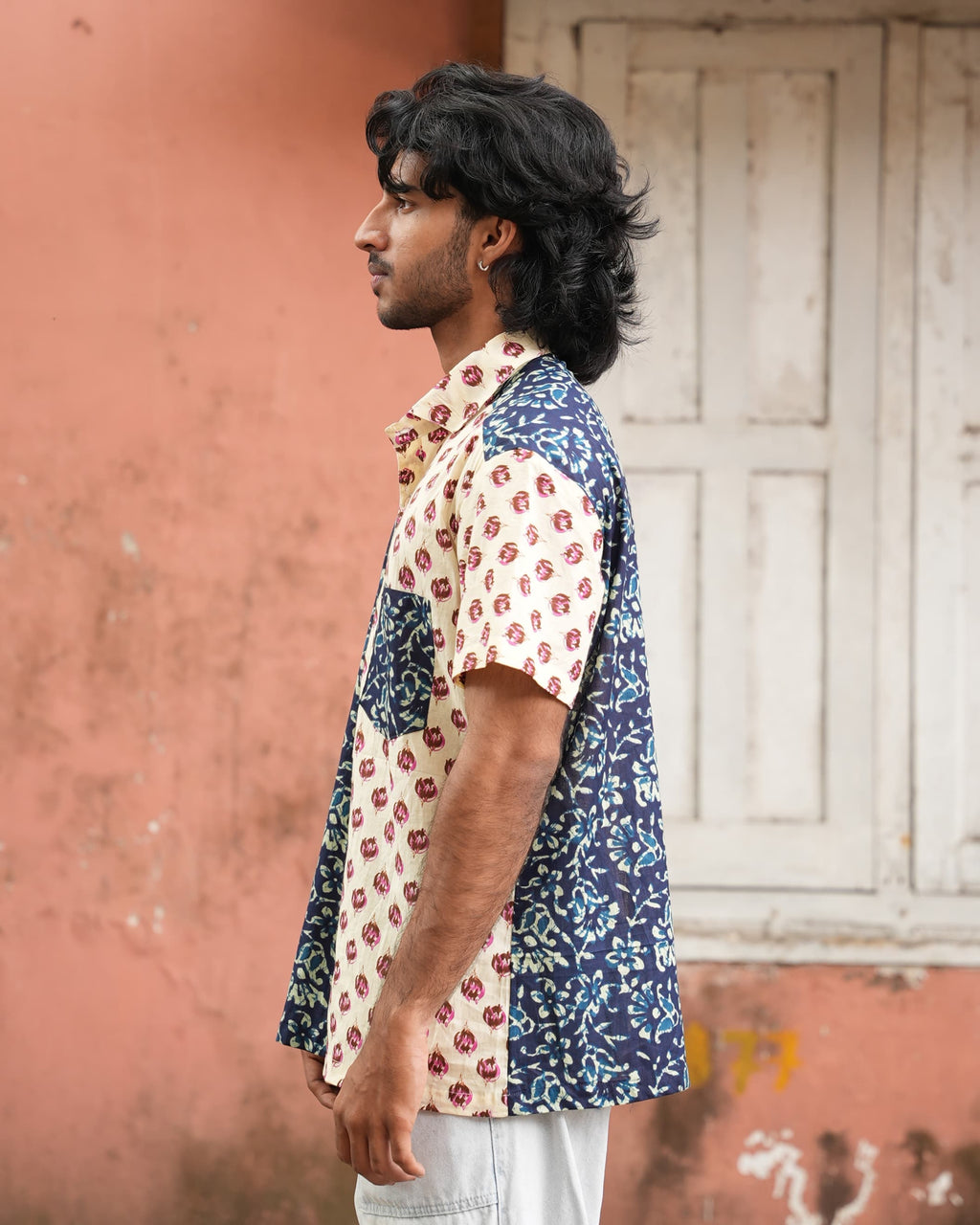 Chiaro - Blue And Ivory Printed Unisex Shirt