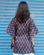 Idam Indigo - Half Sleeves Cotton Printed Kaftan
