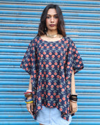 Idam Indigo - Half Sleeves Cotton Printed Kaftan