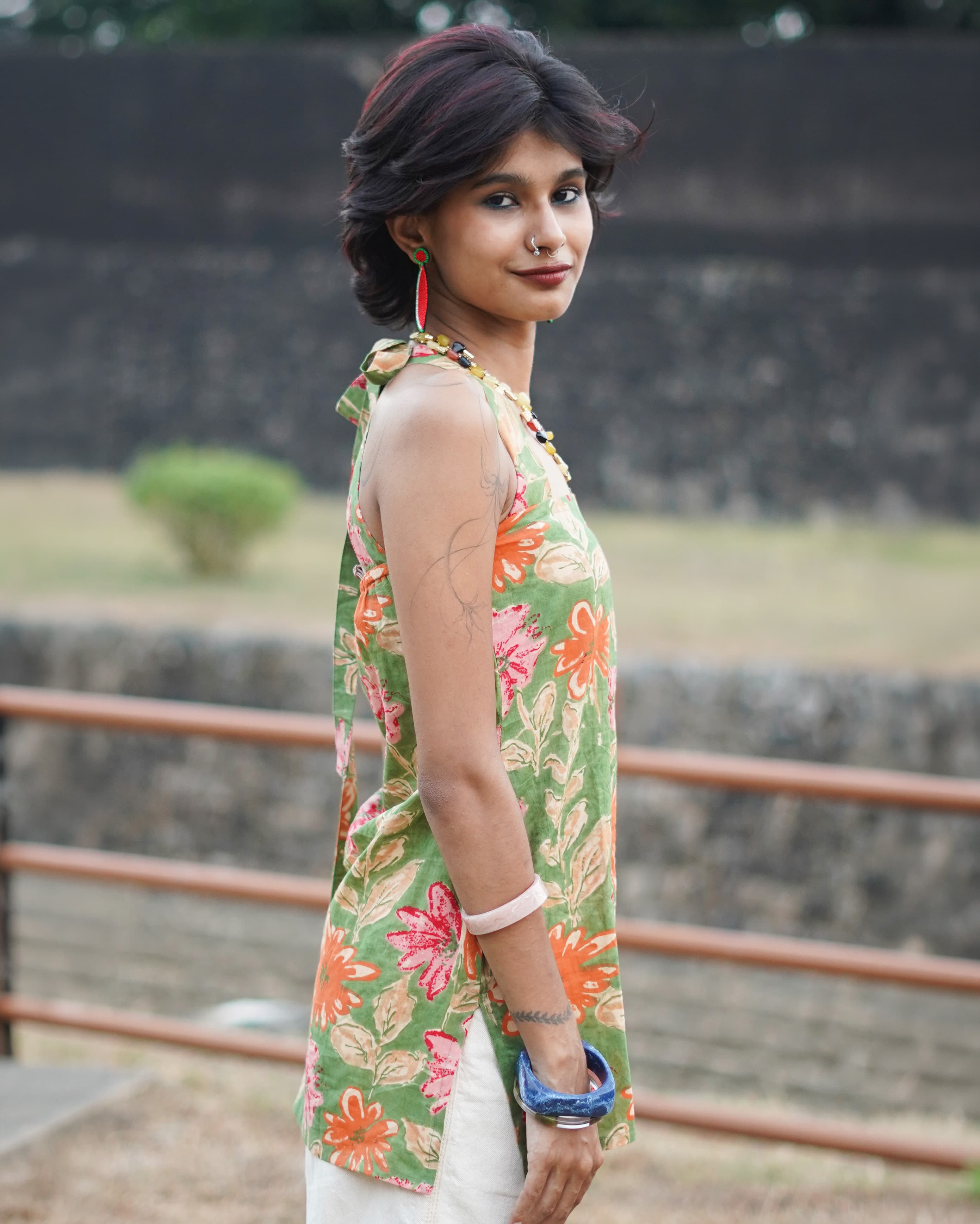 Lila Green - Floral Printed Short Kurti