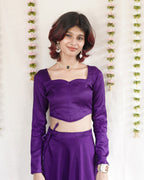 Malli - Purple Cotton Brocade Festive Top