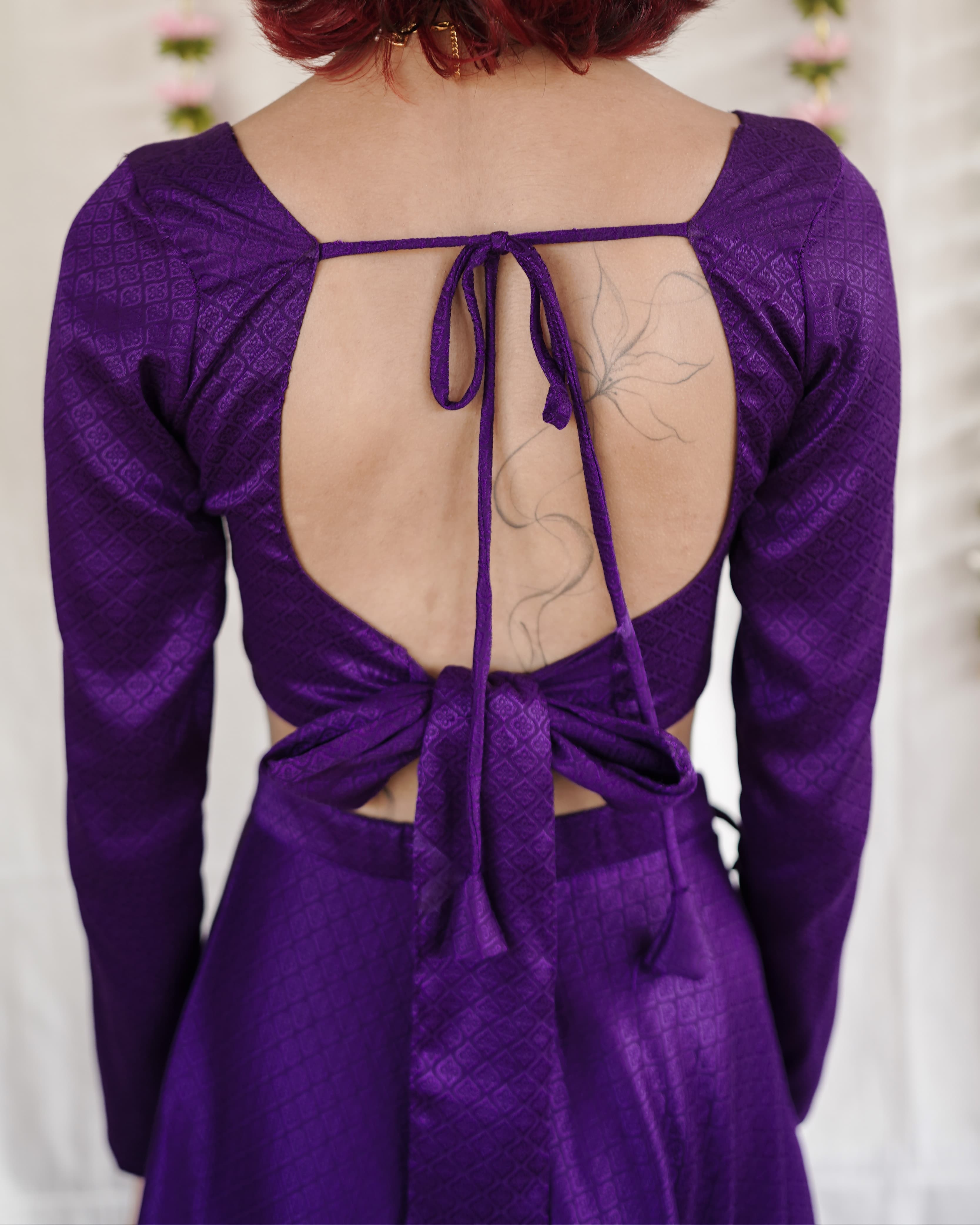 Malli - Purple Cotton Brocade Festive Top