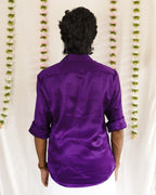 Malli - Purple Cotton Brocade Men’s Festive Shirt