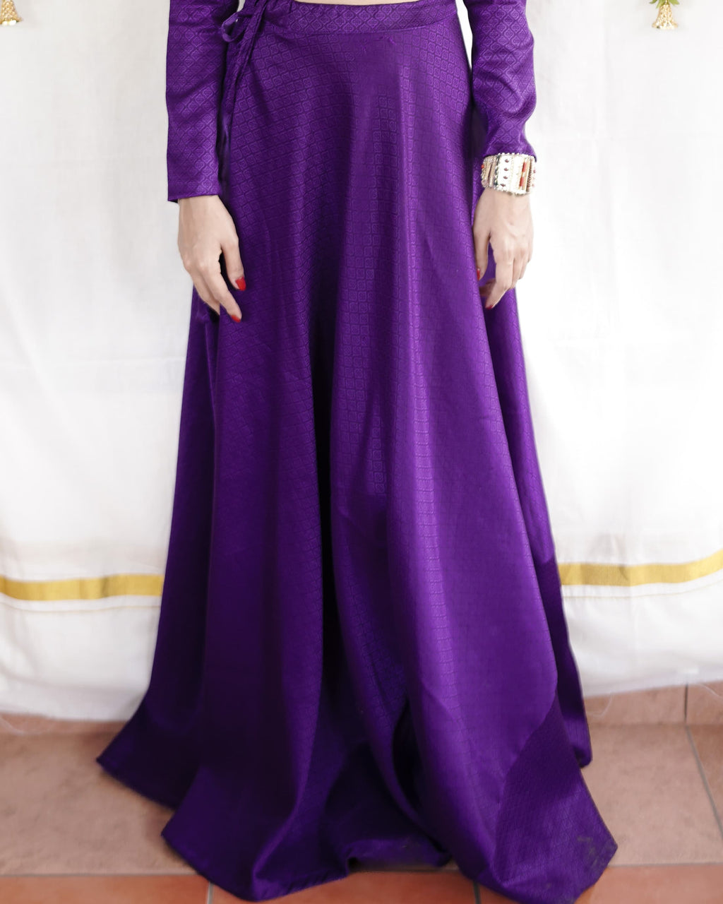 Malli - Purple Cotton Brocade Festive Skirt