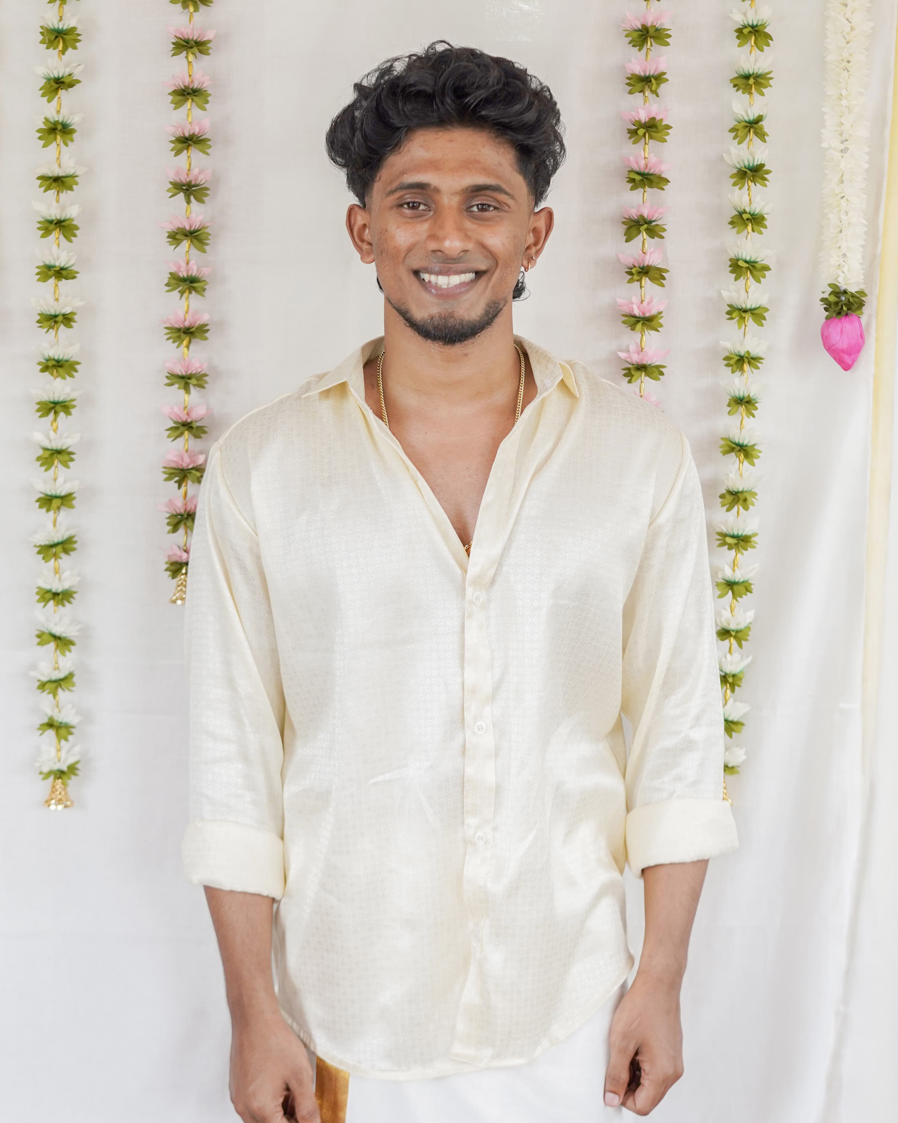 Mullai - Ivory Cotton Brocade Men’s Festive Shirt