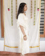 Mullai-Ivory Cotton Brocade Festive Kaftan