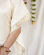 Mullai-Ivory Cotton Brocade Festive Kaftan