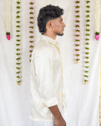 Mullai - Ivory Cotton Brocade Men’s Festive Shirt