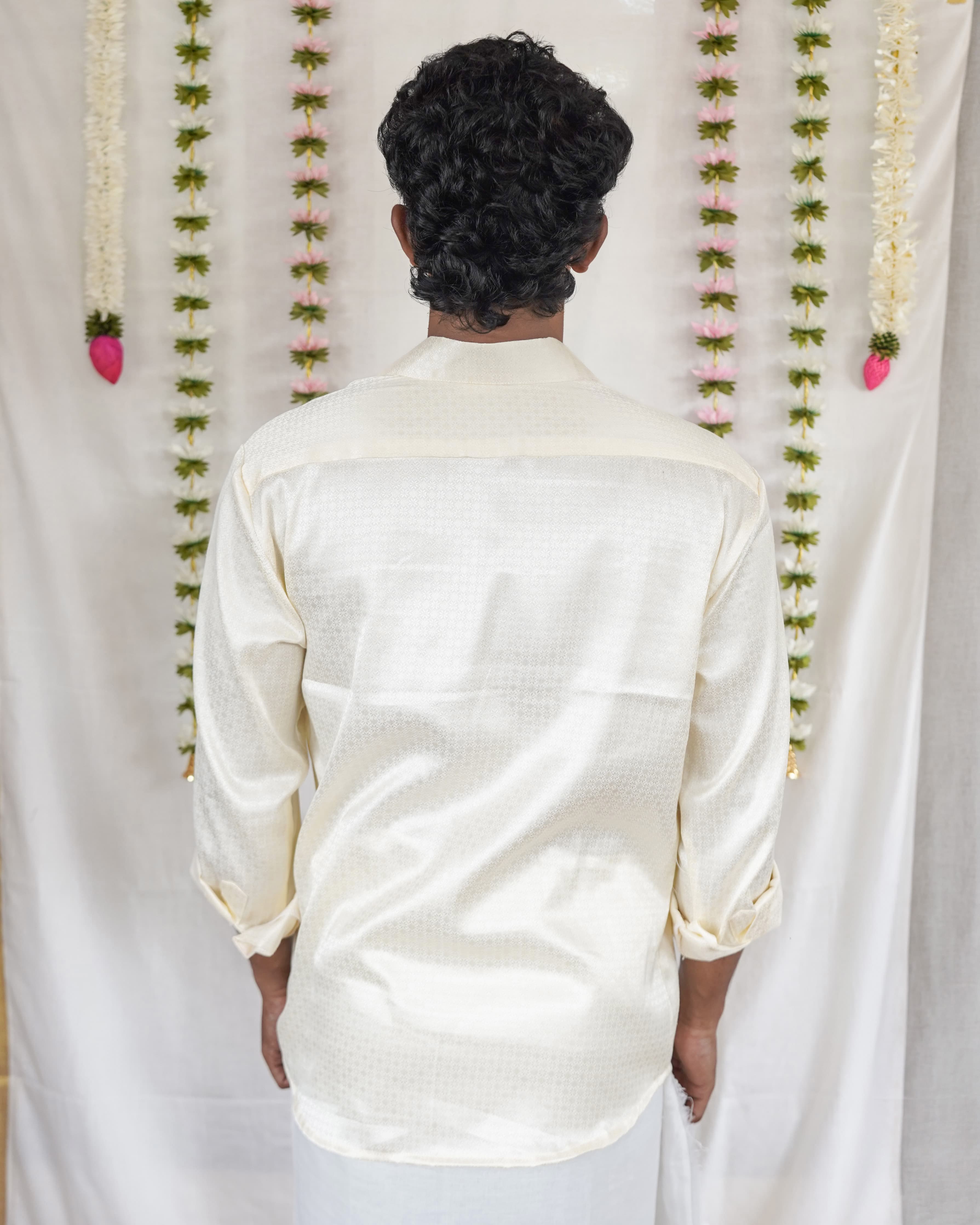 Mullai - Ivory Cotton Brocade Men’s Festive Shirt