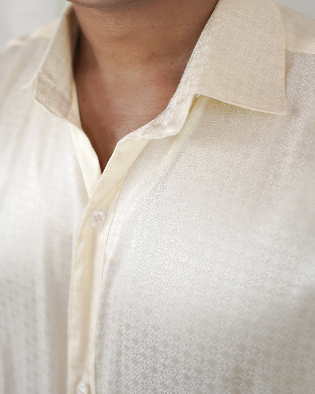 Mullai - Ivory Cotton Brocade Men’s Festive Shirt