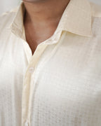 Mullai - Ivory Cotton Brocade Men’s Festive Shirt