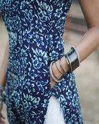 Nayam Blue - Sleeveless Printed Long Kurta