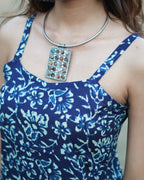 Nayam Blue - Sleeveless Printed Long Kurta