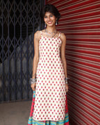 Nayam Cream - Sleeveless Printed Long Kurta