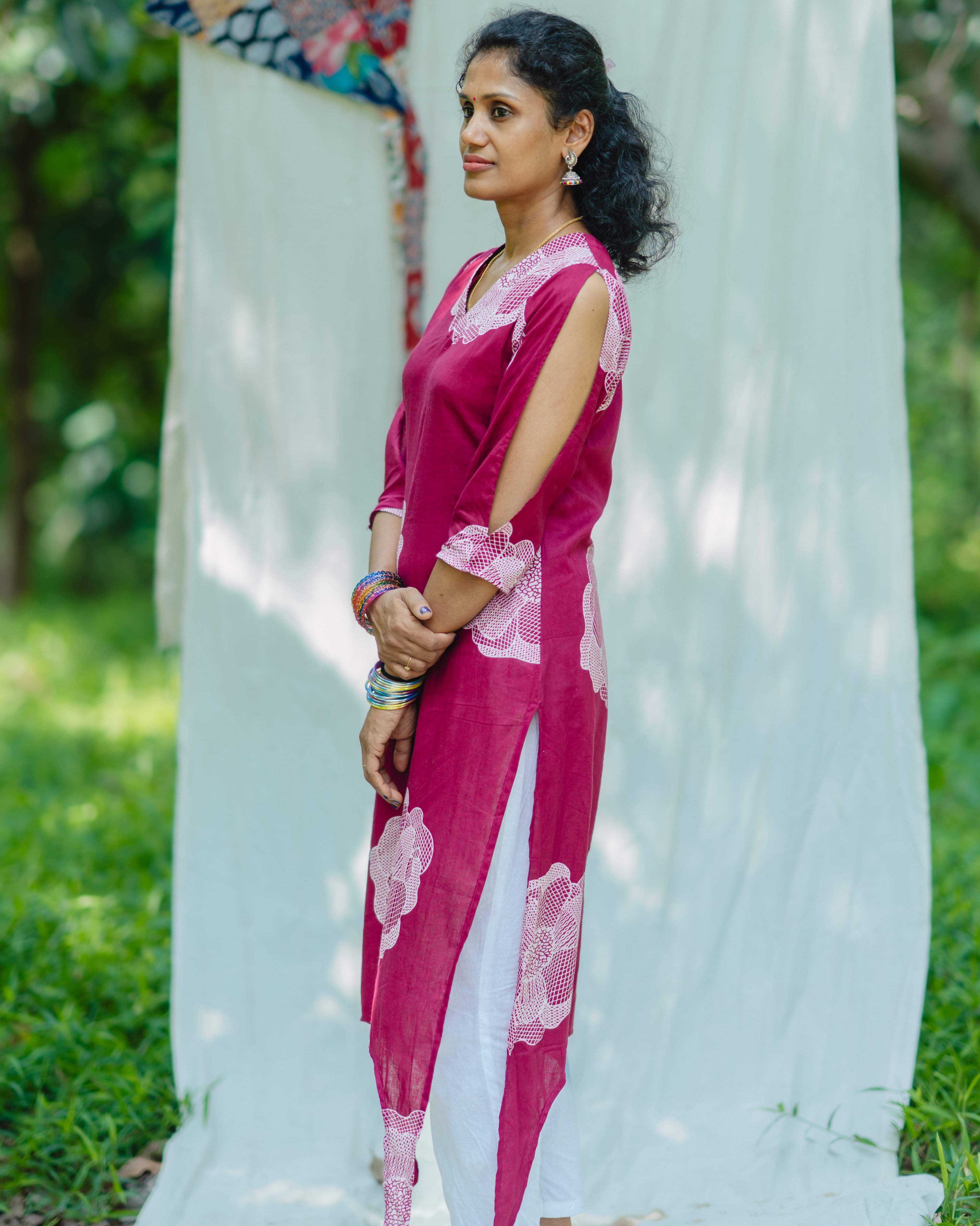 Nirala Fuchsia - Asymmetrical Long Kurta Ehkaaya X Her Untold