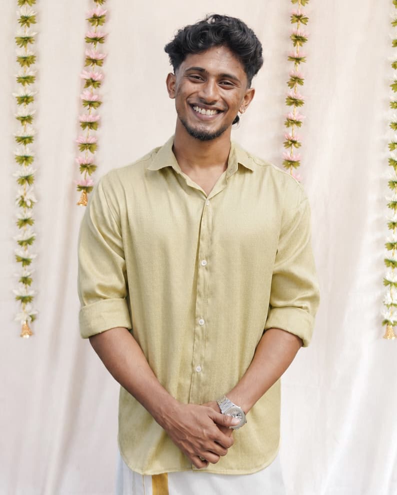 Thumba -  Sage Green Cotton Brocade Men’s Festive Shirt