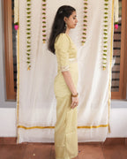 Thumba - Sage Green Cotton Brocade Festive Jumpsuit