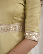 Thumba - Sage Green Cotton Brocade Festive Jumpsuit