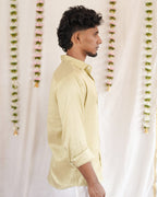 Thumba -  Sage Green Cotton Brocade Men’s Festive Shirt
